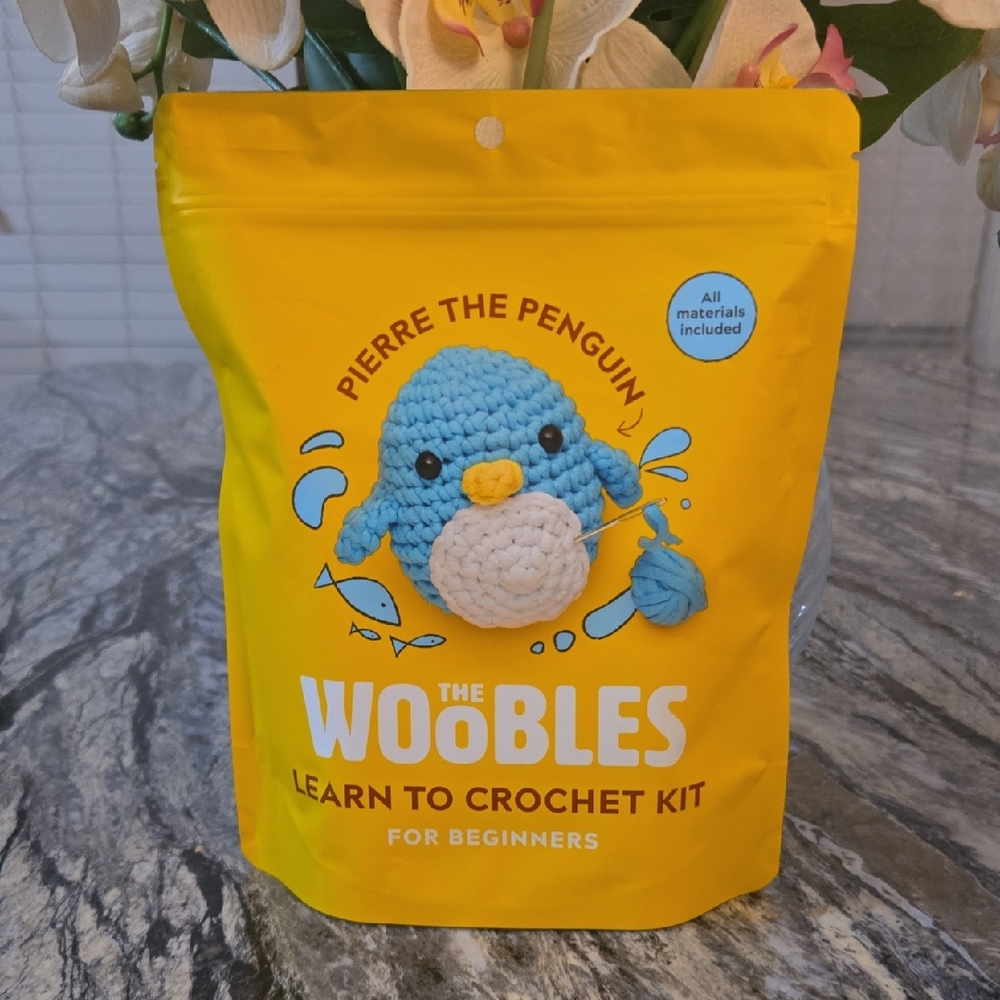 The Woobles "Pierre the Penguin" Learn to Crochet Kit - Yellow & Blue
